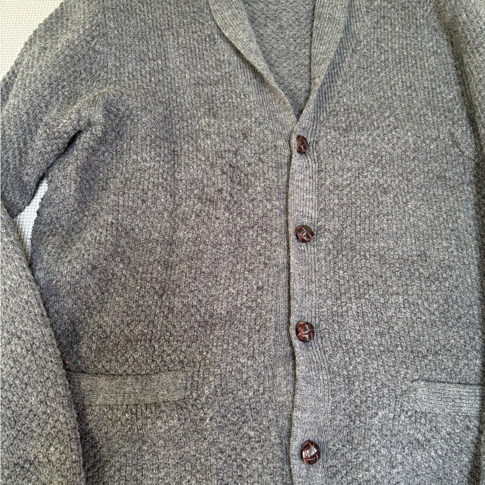 Frank & Oak Textured Gray Knit Cardigan